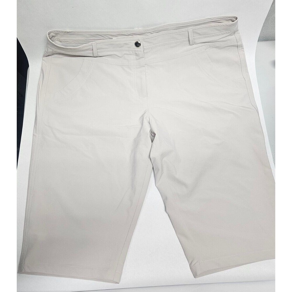 NVO by Lanctot Women's Golf Shorts Size 14 Light Cream Grey Pockets Stretch